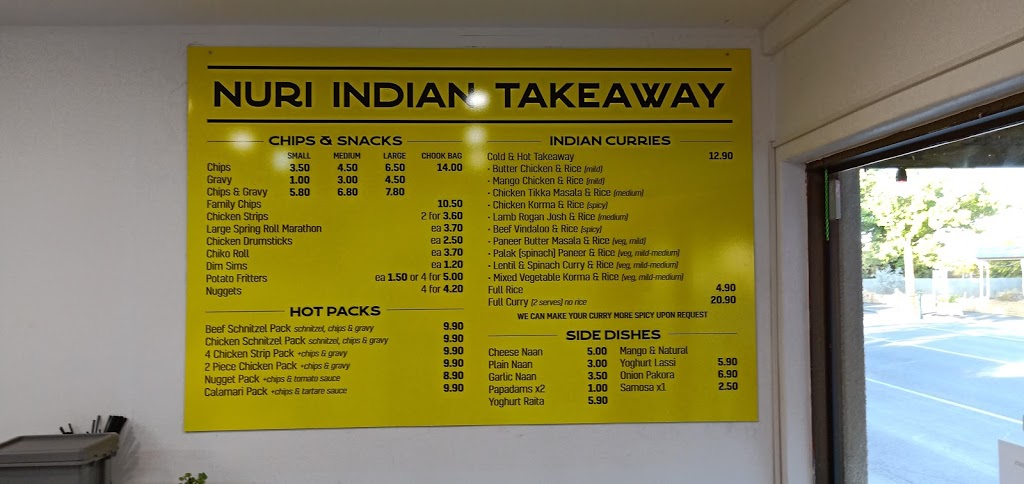 Nuri Indian Takeaway | meal takeaway | 51a Murray St, Nuriootpa SA 5355, Australia | 0875312975 OR +61 8 7531 2975