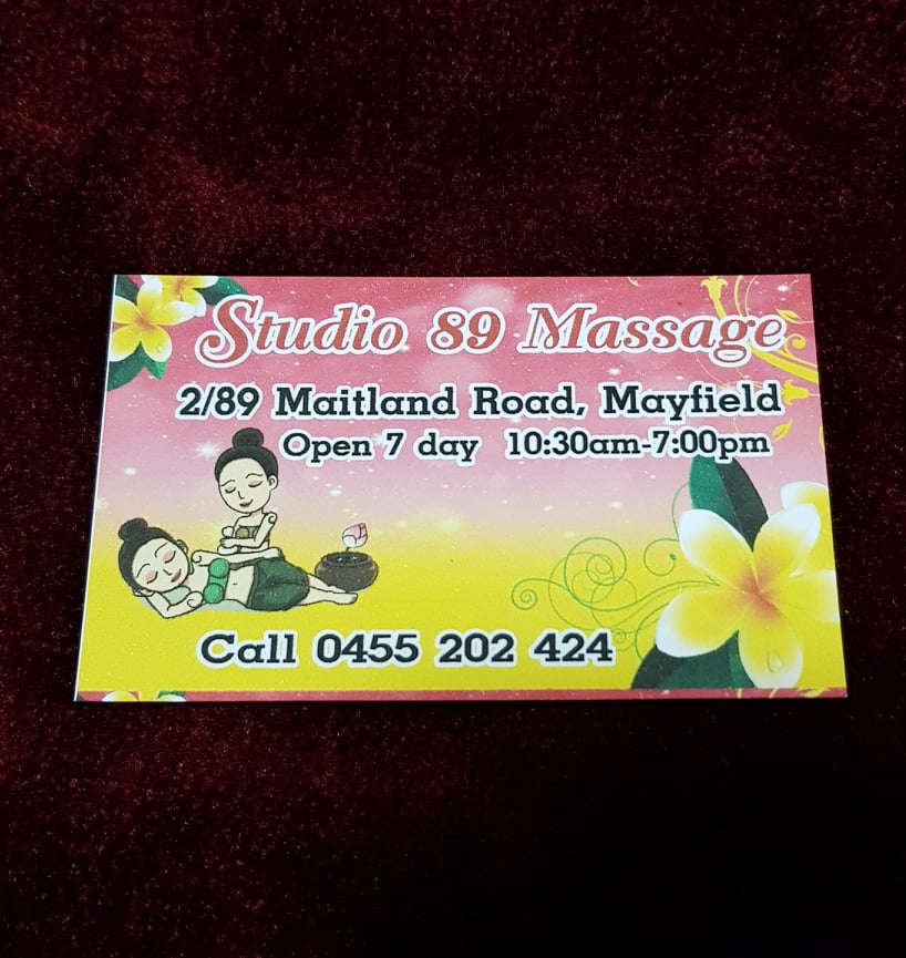 Studio 89 Massage |  | 89 Maitland Rd, Mayfield NSW 2304, Australia | 0455202424 OR +61 455 202 424
