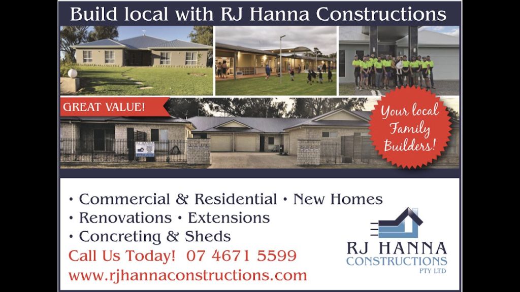 RJ Hanna Constructions | 63 Ulawanna Rd, Goondiwindi QLD 4390, Australia | Phone: 0408 774 267