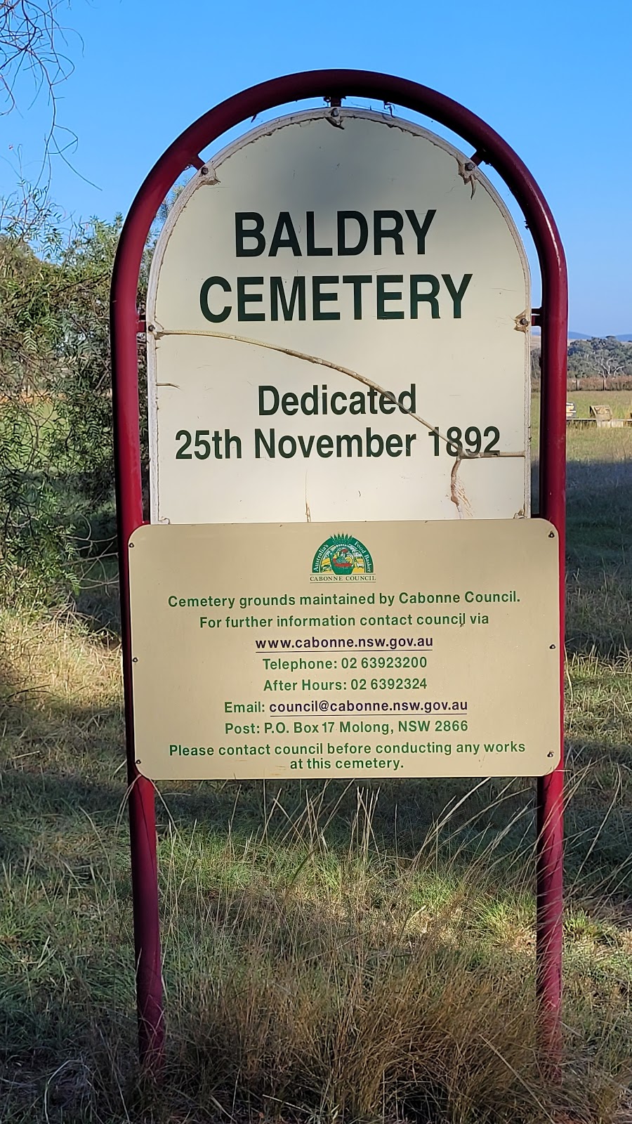 Baldry Cemetery | cemetery | Renshaw McGirr Way, Baldry NSW 2867, Australia | 0263923200 OR +61 2 6392 3200