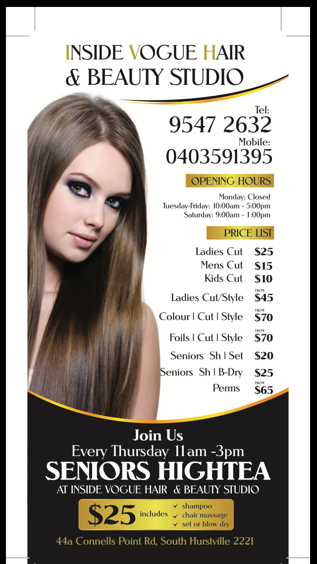 Inside Vogue Hair & Beauty Studio | hair care | 44A Connells Point Rd, South Hurstville NSW 2221, Australia | 0295472632 OR +61 2 9547 2632