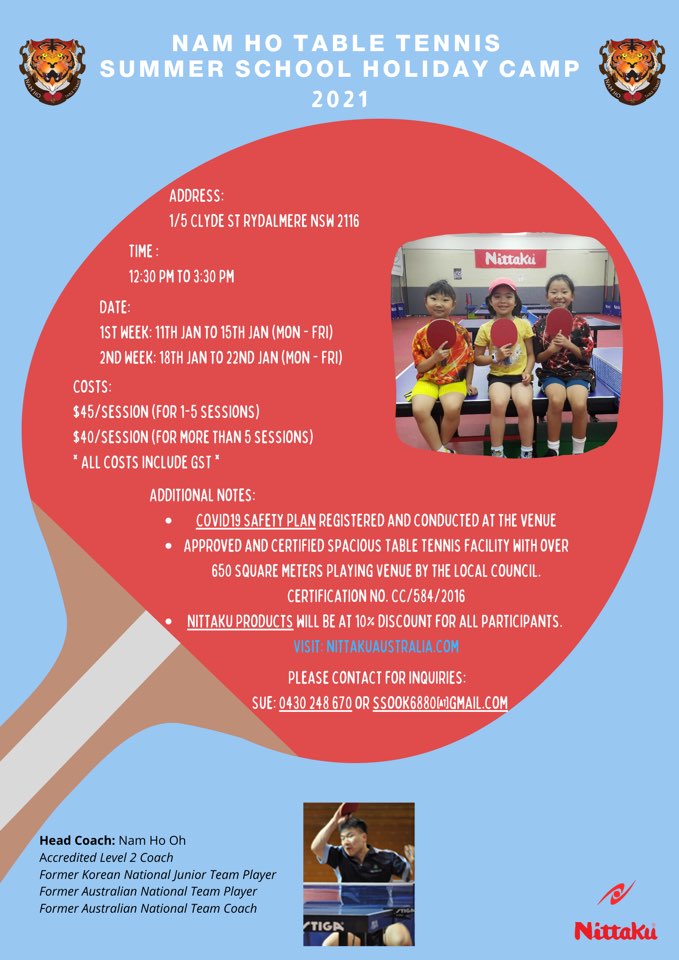 Nam Ho Table Tennis Academy | 1/5 Clyde St, Rydalmere NSW 2116, Australia | Phone: 0430 248 670