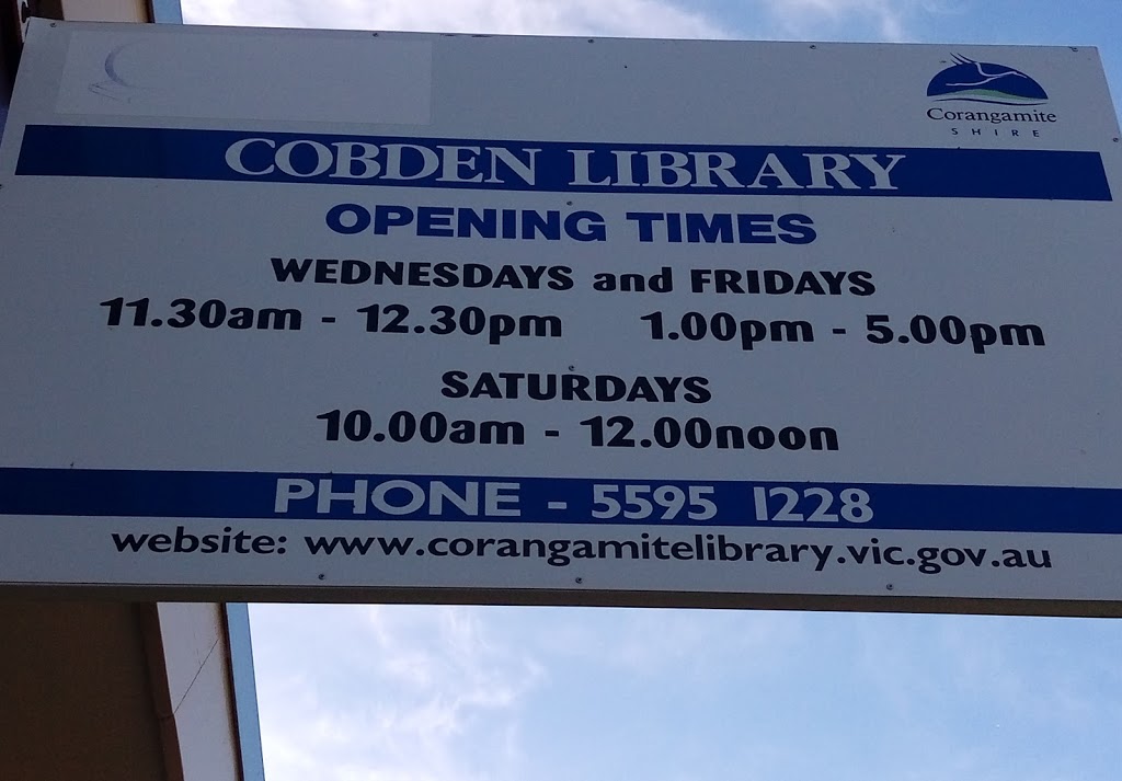 Cobden Public Library | library | 53 Victoria St, Cobden VIC 3266, Australia | 0355951228 OR +61 3 5595 1228