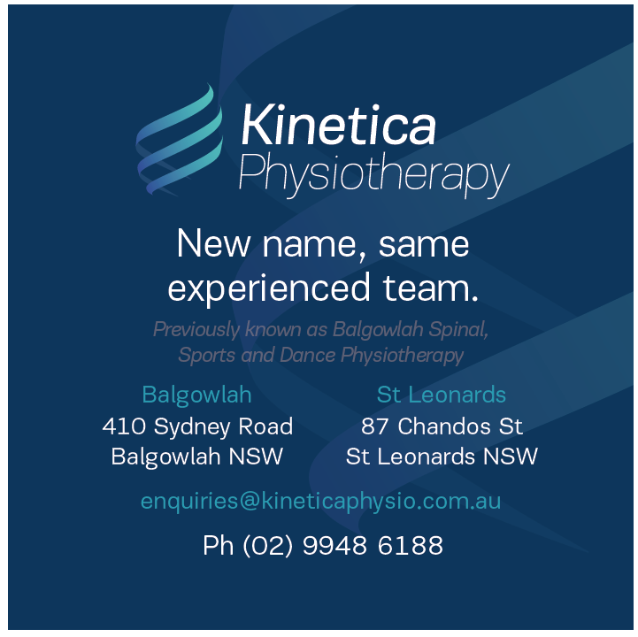 Kinetica Physiotherapy (formerly Balgowlah Spinal Sports and Dan | physiotherapist | 410 Sydney Rd, Balgowlah NSW 2093, Australia | 0299486188 OR +61 2 9948 6188