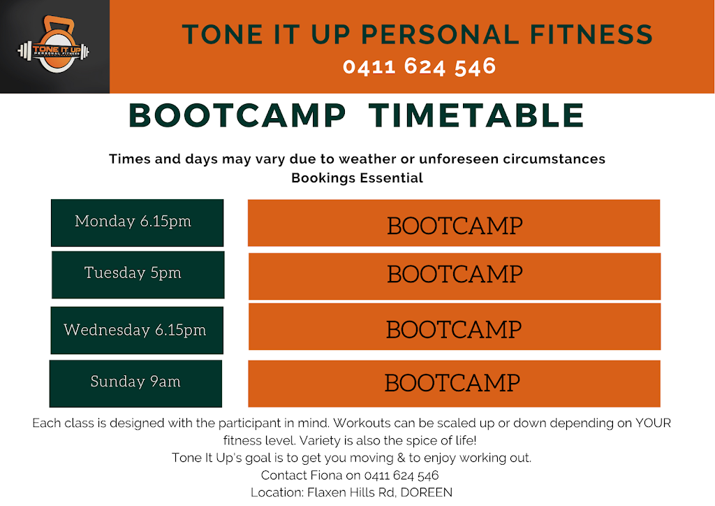 Tone It Up Personal Fitness | health | 56 Flaxen Hills Rd, Doreen VIC 3754, Australia | 0411624546 OR +61 411 624 546