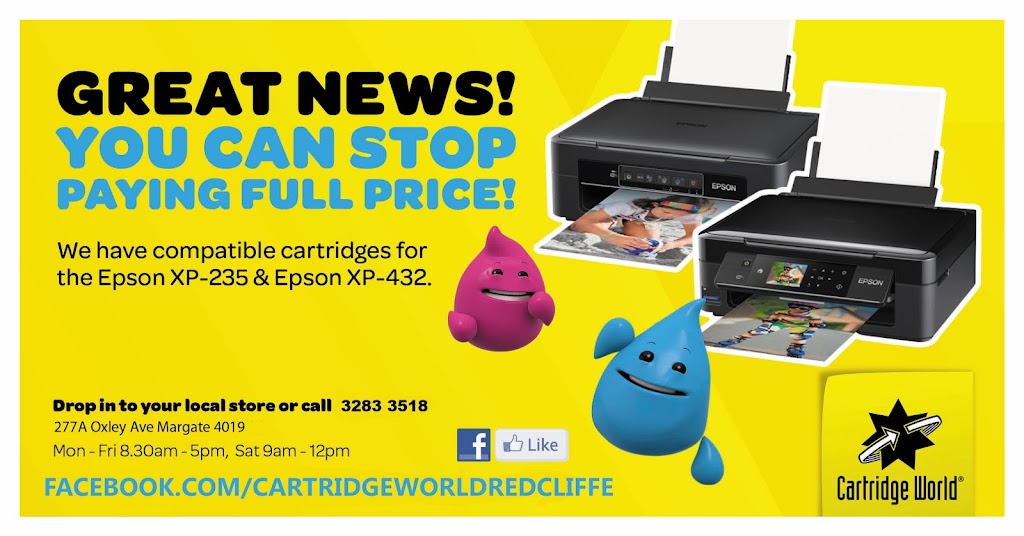 Cartridge World Redcliffe | store | 277A Oxley Ave, Margate QLD 4019, Australia | 0732833518 OR +61 7 3283 3518