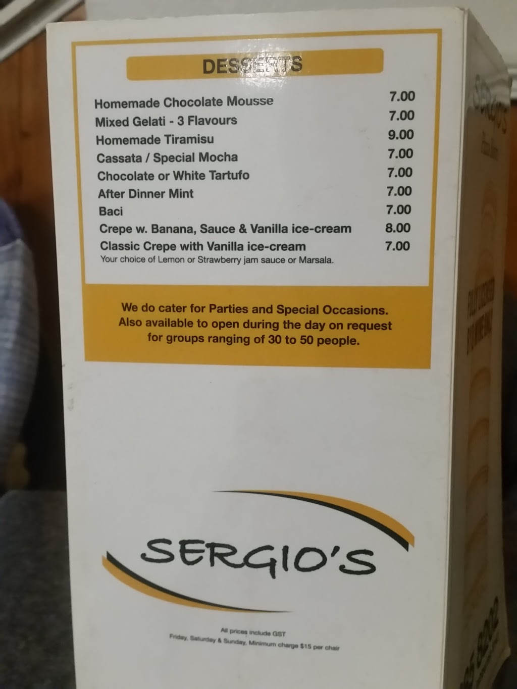 Sergios Pizza Bistro | 201 High St, Ashburton VIC 3147, Australia | Phone: (03) 9885 8202