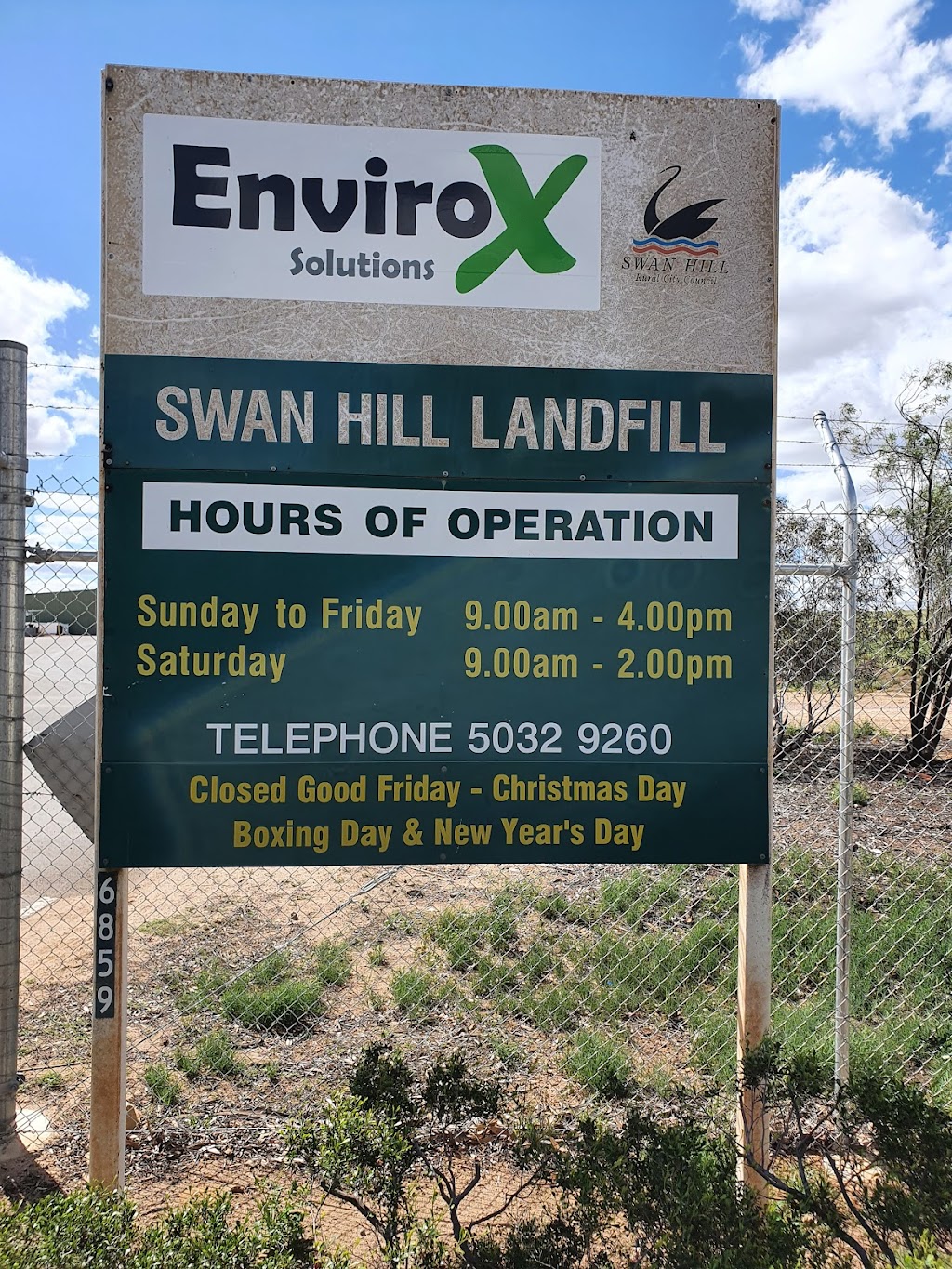 Swan Hill Landfill |  | 6859 Sea Lake-Swan Hill Rd, Swan Hill VIC 3585, Australia | 0350329260 OR +61 3 5032 9260