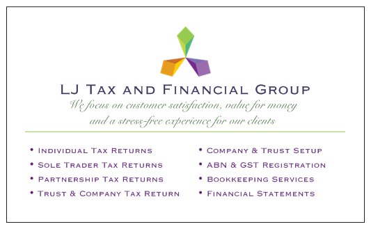 LJ TAX AND FINANCIAL GROUP | Ste 6/6-8 Hamilton Pl, Mount Waverley VIC 3149, Australia | Phone: 0433 324 659