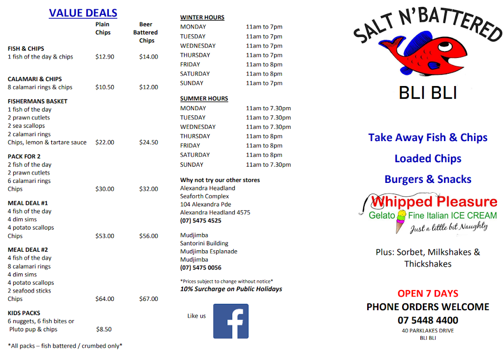 Salt n Battered Bli Bli | restaurant | 11/40 Parklakes Dr, Bli Bli QLD 4560, Australia | 0754484400 OR +61 7 5448 4400