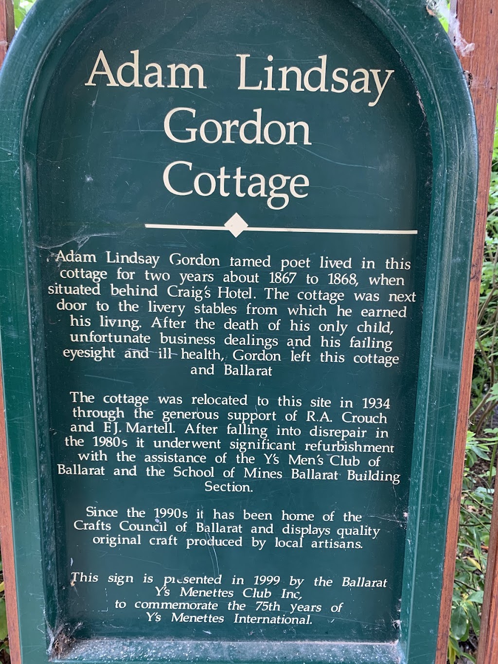 Adam Lindsay Gordon Craft Cottage | Ballarat Botanical Gardens, Lake Wendouree VIC 3350, Australia | Phone: 0467 955 929