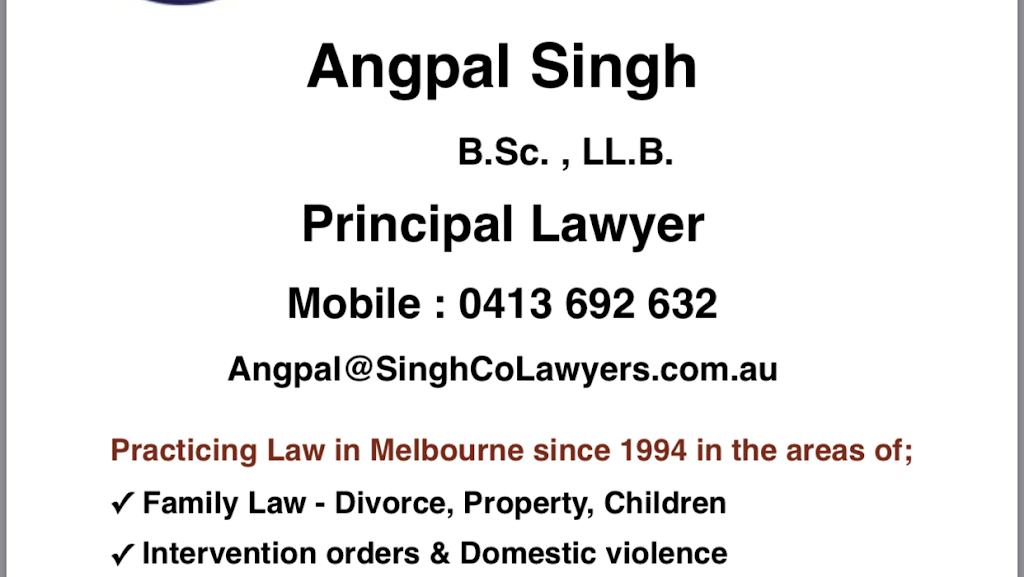 Singh & Co Lawyers |  | 82A Ashley St, West Footscray VIC 3012, Australia | 0413692632 OR +61 413 692 632