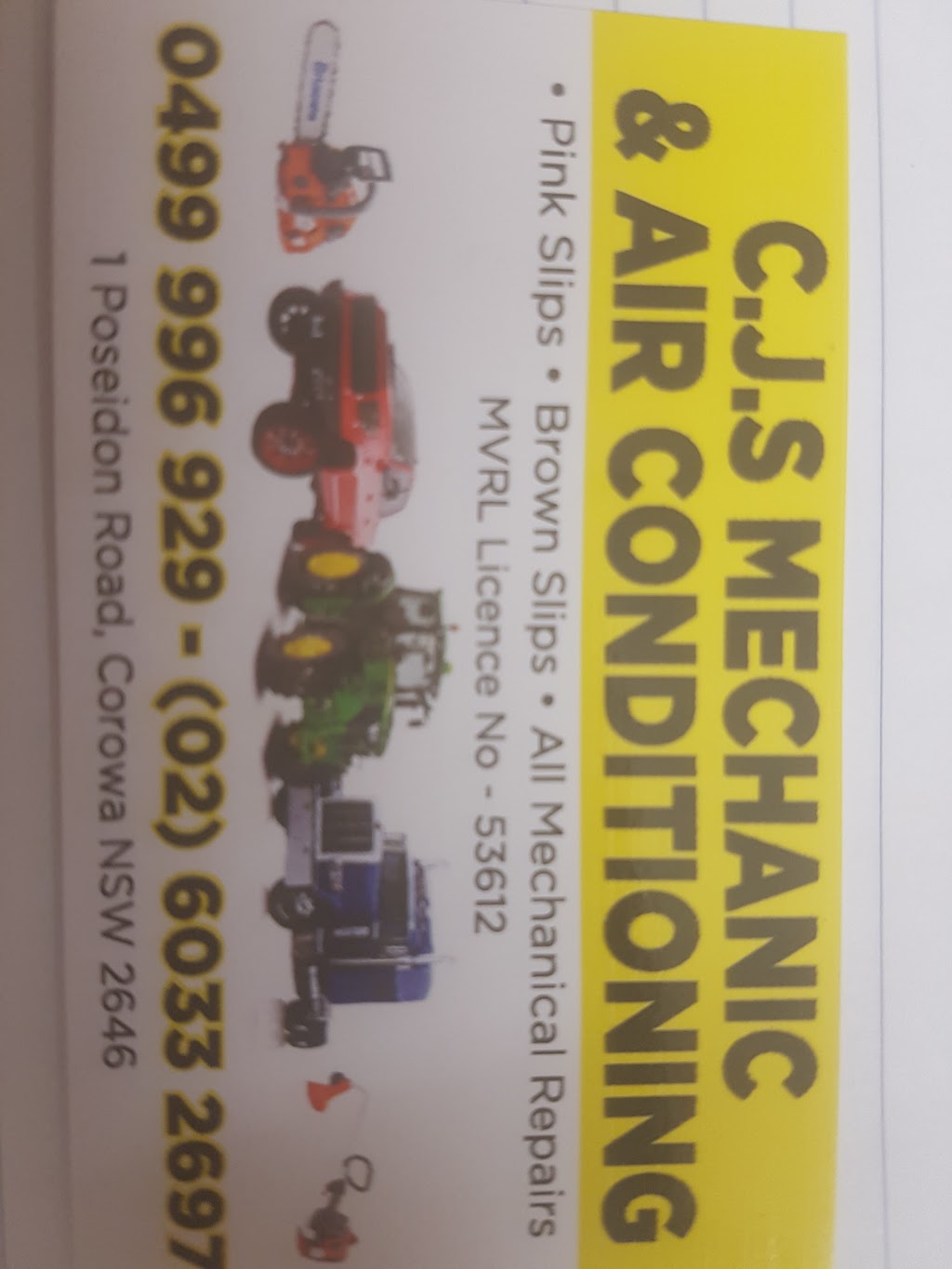 Cjs Mechanics And aircon | car repair | 1 Poseidon Rd, Corowa NSW 2646, Australia | 0260332697 OR +61 2 6033 2697