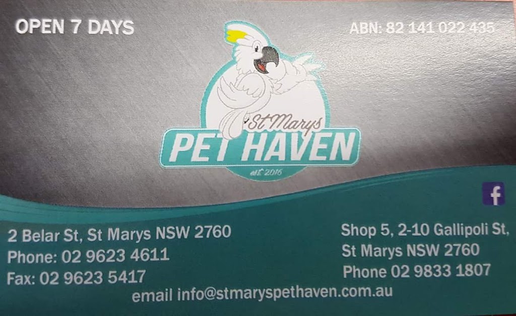 St Marys Pet Haven | pet store | Shop 5/2-10 Gallipoli St, St Marys NSW 2760, Australia | 0298331807 OR +61 2 9833 1807