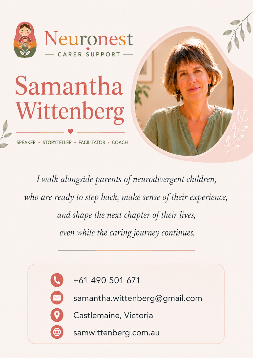 Neuronest Carer Support | Workspace Australia, Office B17/35 Etty St, Castlemaine VIC 3450, Australia | Phone: 0490 501 671
