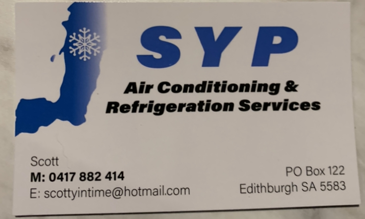 SYP Air Conditioning & Refrigeration Services | 10 Perry St, Edithburgh SA 5583, Australia | Phone: 0417 882 414