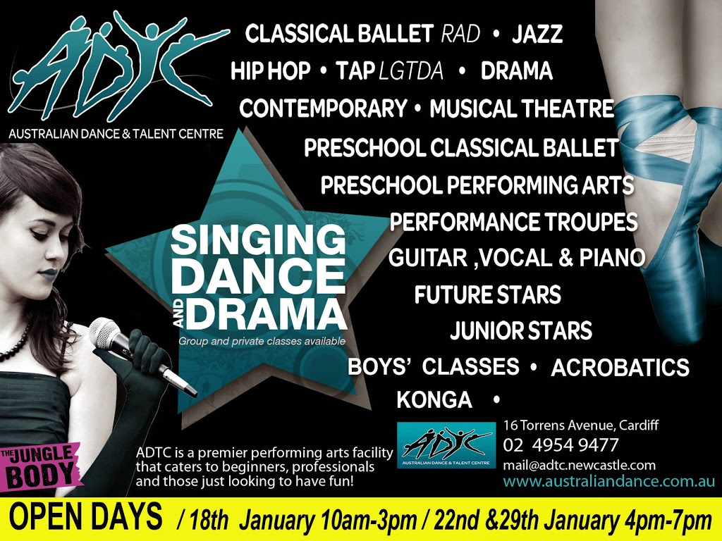 Australian Dance & Talent Centre | electronics store | 16 Torrens Ave, Cardiff NSW 2285, Australia | 0249549477 OR +61 2 4954 9477
