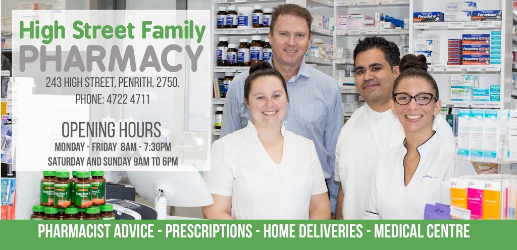 High Street Family Pharmacy | health | 243 High St, Penrith NSW 2750, Australia | 0247224711 OR +61 2 4722 4711
