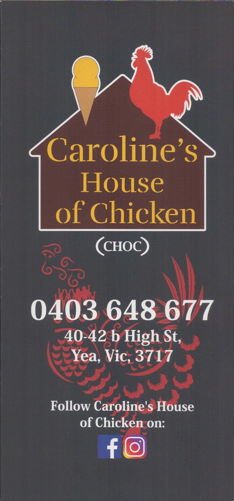 Carolines House of Chicken | restaurant | 40 High St, Yea VIC 3717, Australia | 0403648677 OR +61 403 648 677