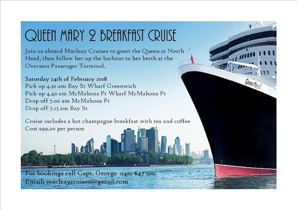 Macleay Cruises Sydney Harbour | Bay St, Greenwich NSW 2065, Australia | Phone: 0410 647 500