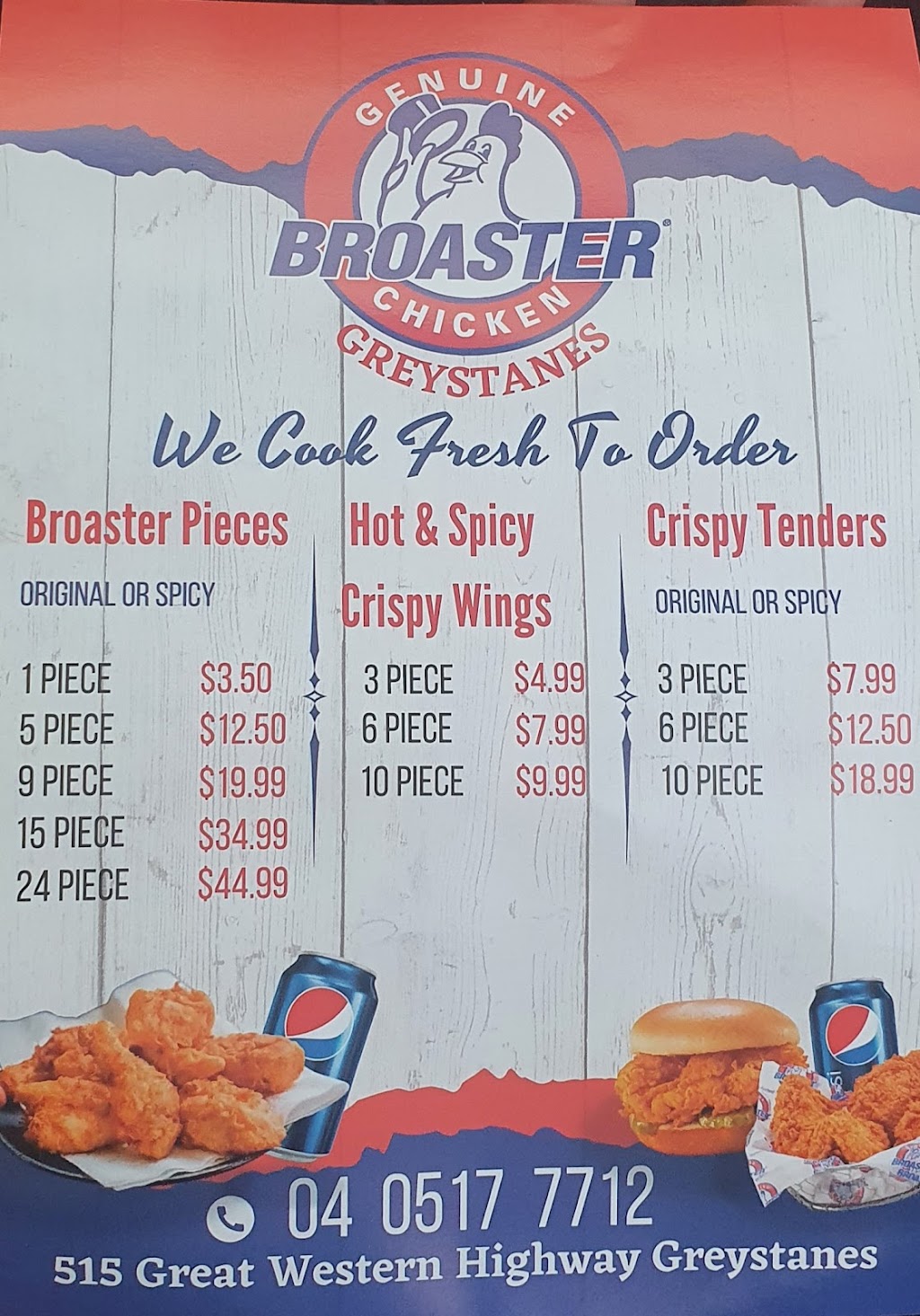 Broaster Chicken Greystanes | meal takeaway | 515 Great Western Hwy, Greystanes NSW 2145, Australia | 0405177712 OR +61 405 177 712