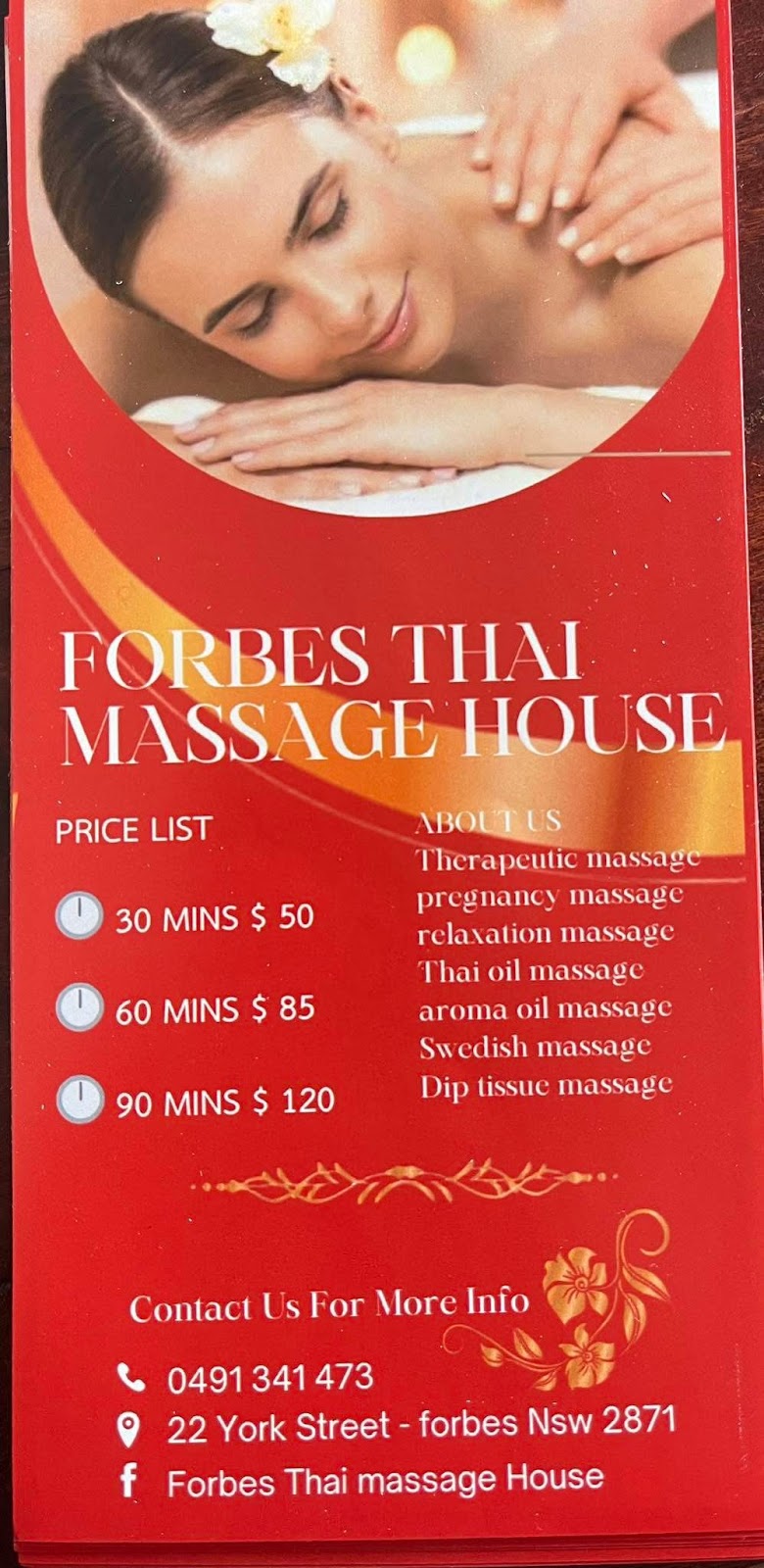 Forbes Thai Masssge House | 22 York St, Forbes NSW 2871, Australia | Phone: 0491 341 473