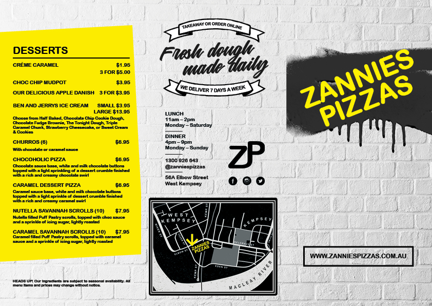 Zannies Pizzas | meal takeaway | 56A Elbow St, West Kempsey NSW 2440, Australia | 1300926643 OR +61 1300 926 643