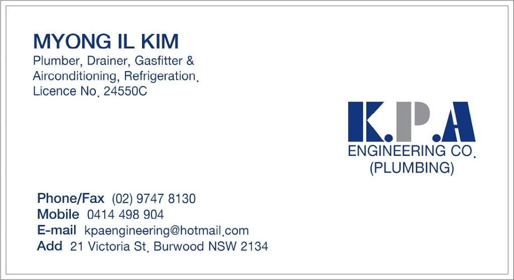 KPA Engineering Plumbing Service | plumber | 21 Victoria St, Burwood NSW 2134, Australia | 0414498904 OR +61 414 498 904
