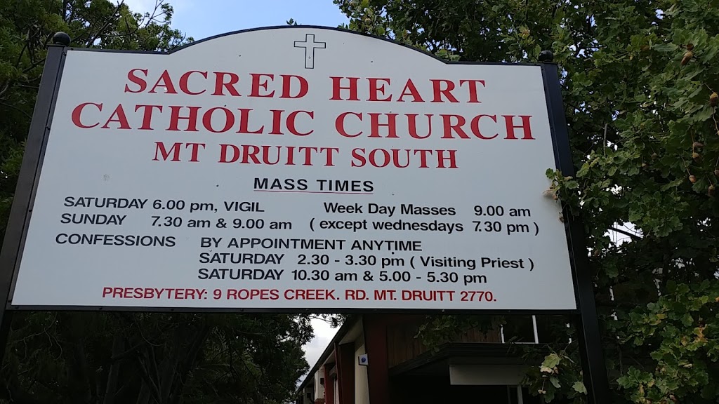 Sacred Heart Catholic Church, Mt Druitt South | church | 9 Ropes Creek Rd, Mount Druitt NSW 2770, Australia | 0296258847 OR +61 2 9625 8847