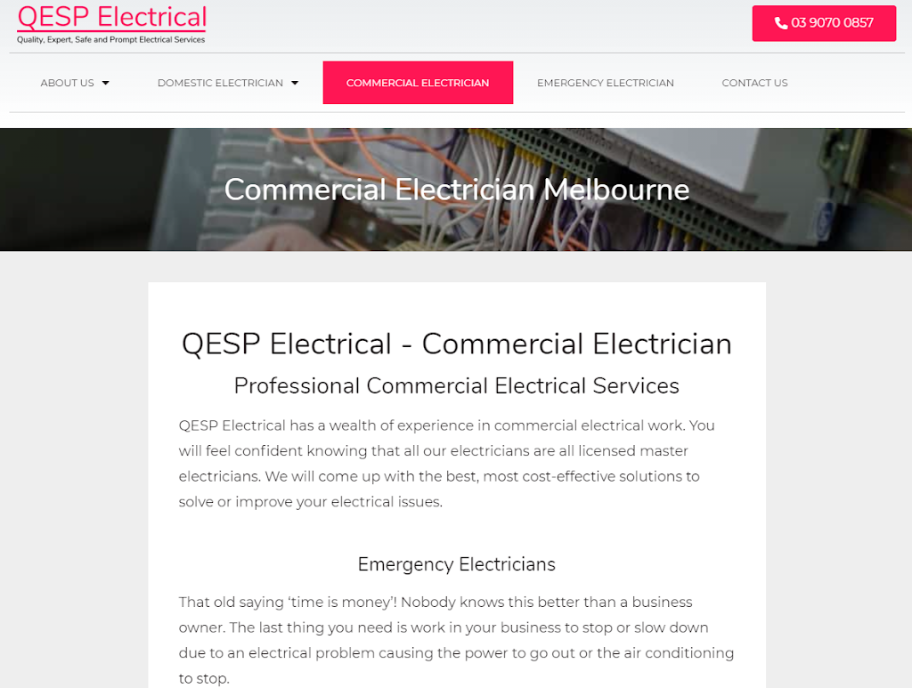 QESP Electrical | 30a/10 Cawley Rd, Yarraville VIC 3013, Australia | Phone: (03) 9070 0856