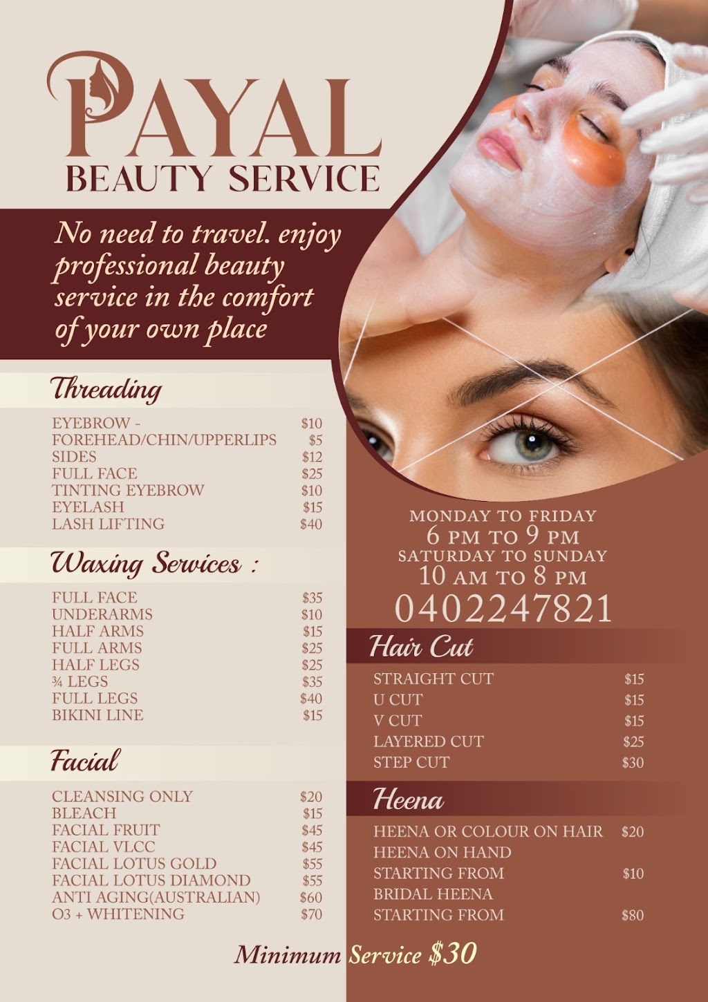Payals Beauty and Heena Services | 66 Tyndall St, Cranbourne East VIC 3977, Australia | Phone: 0402 247 821