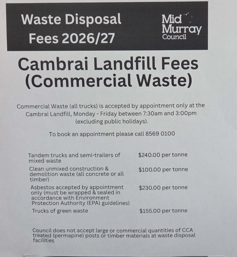 Cambrai Landfill | 9768+RH, Cambrai SA 5353, Australia | Phone: (08) 8569 0100