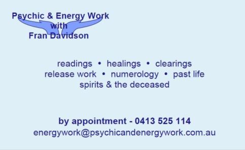 Psychic & Energy Work with Fran Davidson | health | 2/59 Ramsay St, Haberfield NSW 2045, Australia | 0413525114 OR +61 413 525 114