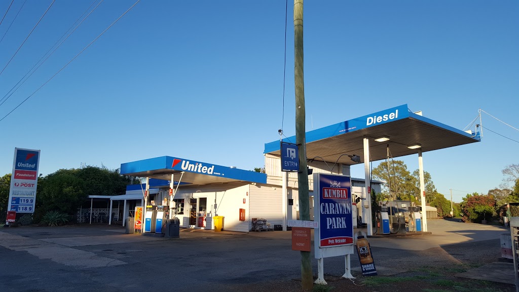United | gas station | 61 Bell St, Kumbia QLD 4610, Australia | 0741644375 OR +61 7 4164 4375