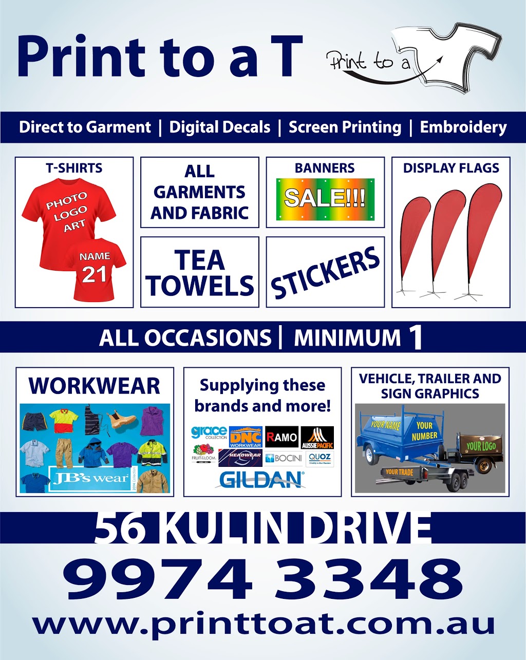 Print to a T | clothing store | 56 Kulin Dr, Tarneit VIC 3029, Australia | 0399743348 OR +61 3 9974 3348