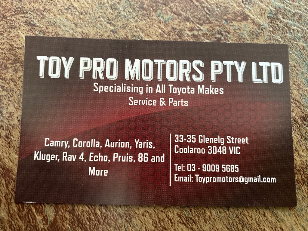 Toy Pro Motors Pty Ltd | car repair | 33-35 Glenelg St, Coolaroo VIC 3048, Australia | 0390095685 OR +61 3 9009 5685
