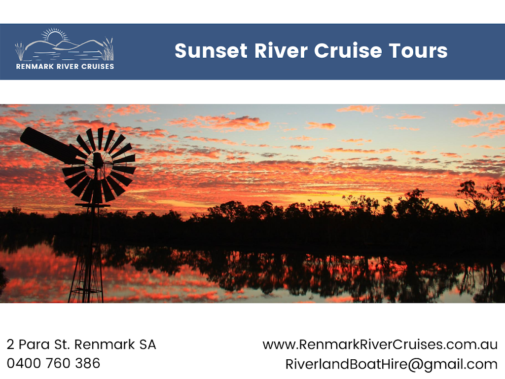 Renmark River Cruises | travel agency | 2 Para St, Renmark SA 5341, Australia | 0400760386 OR +61 400 760 386