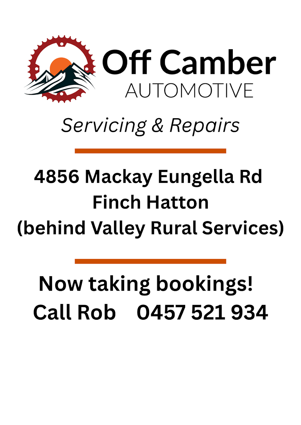 Off Camber Automotive | 4856 Mackay Eungella Rd, Finch Hatton QLD 4756, Australia | Phone: 0457 521 934