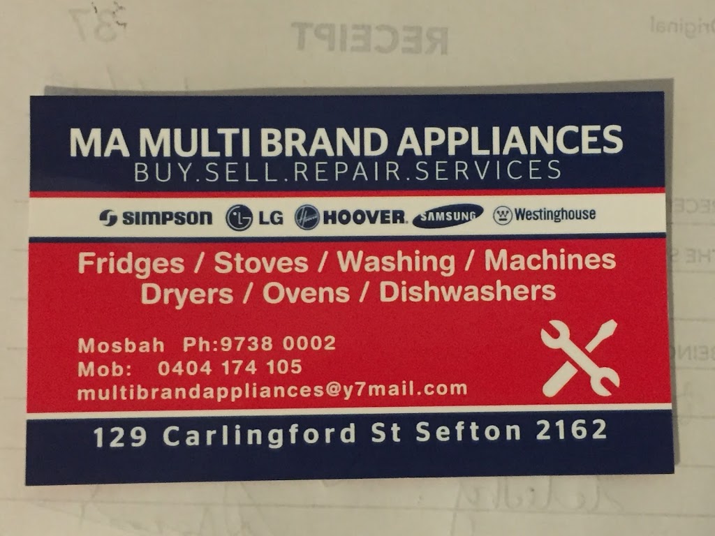 MA Multi Brand Appliances | 129 Carlingford St, Sefton NSW 2162, Australia | Phone: 0404 174 105