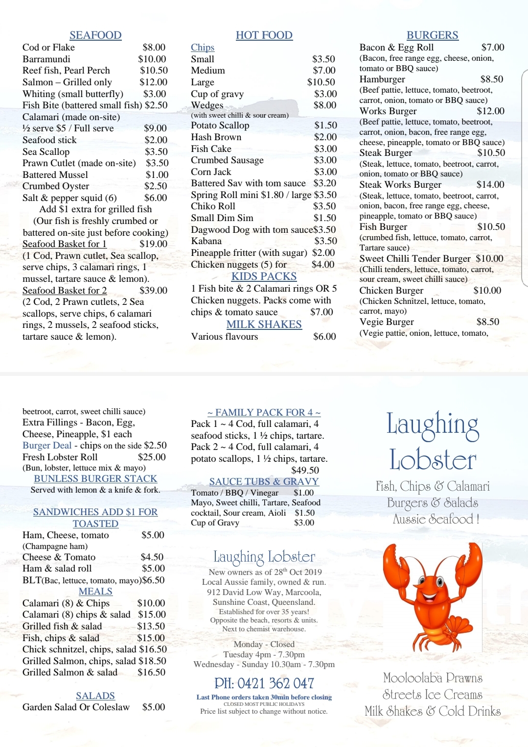 Laughing Lobster-Marcoola | meal takeaway | 912 David Low Way, Marcoola QLD 4564, Australia | 0421362047 OR +61 421 362 047