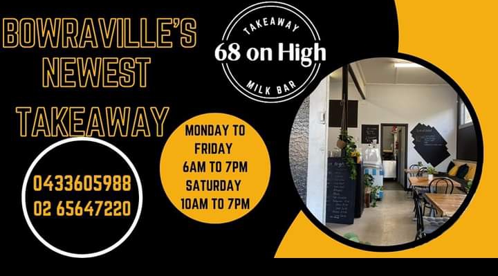 68 On High Takeaway | meal takeaway | 68 High St, Bowraville NSW 2449, Australia | 0433605988 OR +61 433 605 988
