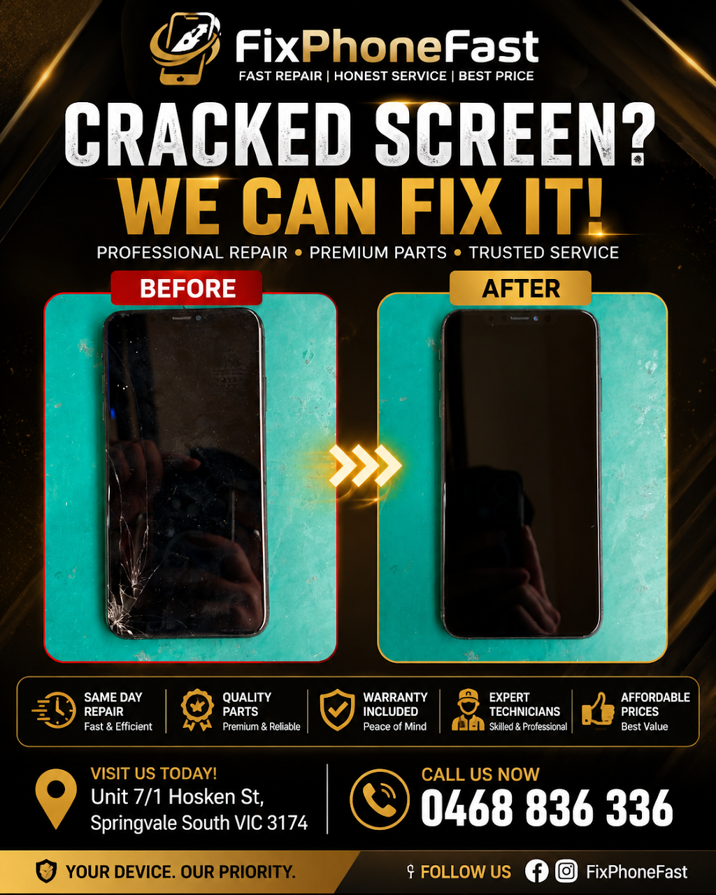 FixPhoneFast | Unit 7/1 Hosken St, Springvale South VIC 3174, Australia | Phone: 0468 836 336