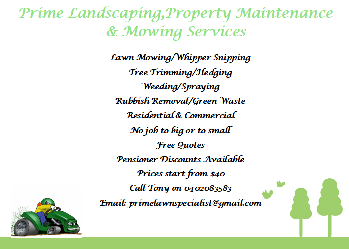 Prime Landscaping, Property Maintenance & Mowing Services |  | 513 Merrylands Rd, Merrylands NSW 2160, Australia | 0402083583 OR +61 402 083 583