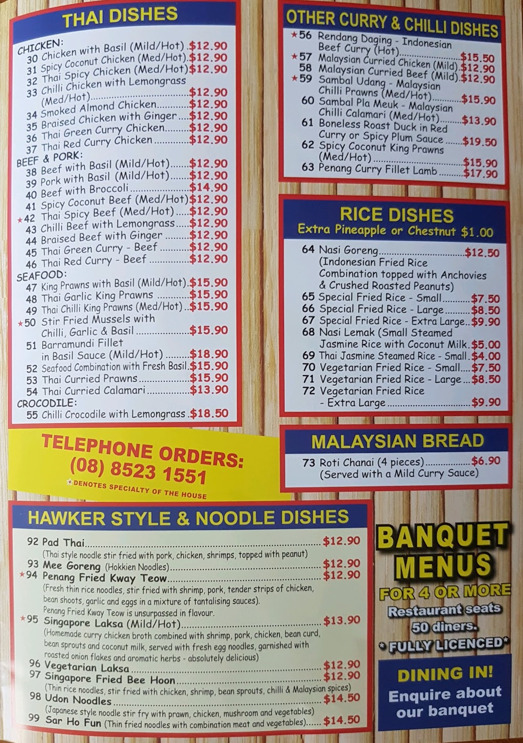 Bamboo Hut Bistro | restaurant | 9 Murray St, Gawler SA 5118, Australia | 0885231551 OR +61 8 8523 1551