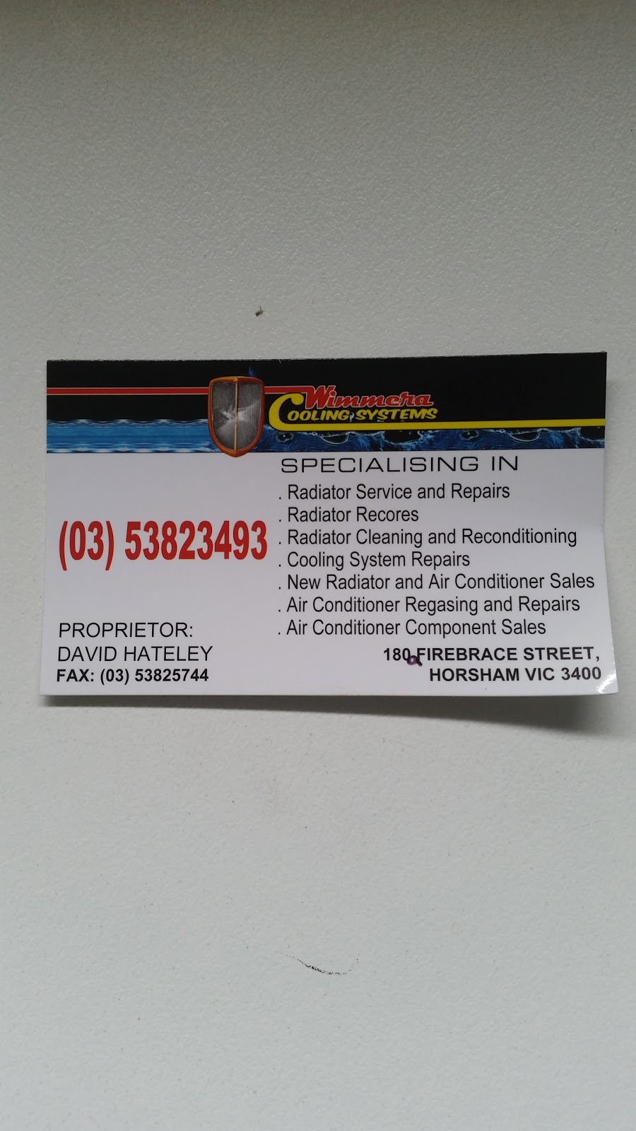 Wimmera Cooling Systems | car repair | 180A Firebrace St, Horsham VIC 3400, Australia | 0353823493 OR +61 3 5382 3493