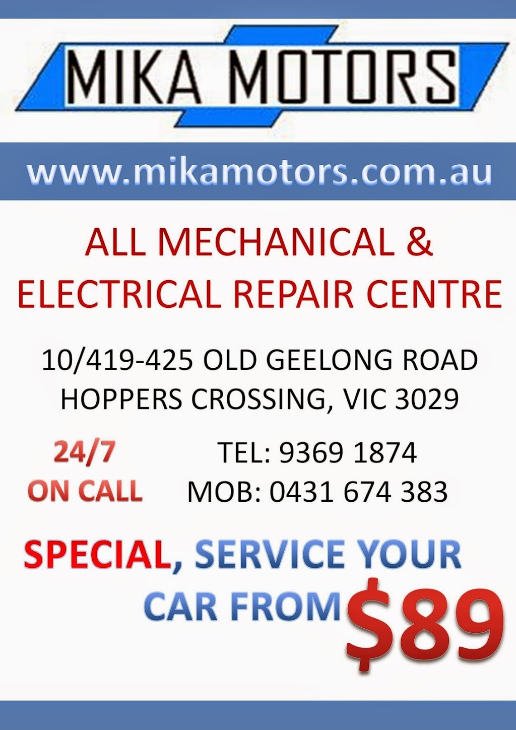 Mika Motors | 3/22 Buchanan Rd, Brooklyn VIC 3012, Australia | Phone: (03) 9314 2883