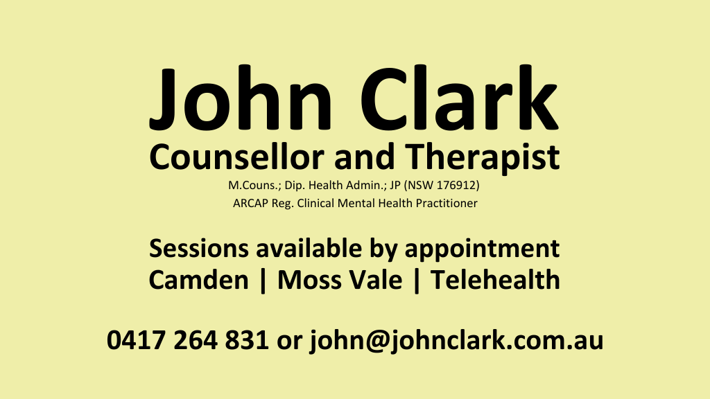 John Clark - Counsellor and Therapist | 42 Elizabeth St, Camden NSW 2570, Australia | Phone: 0417 264 831