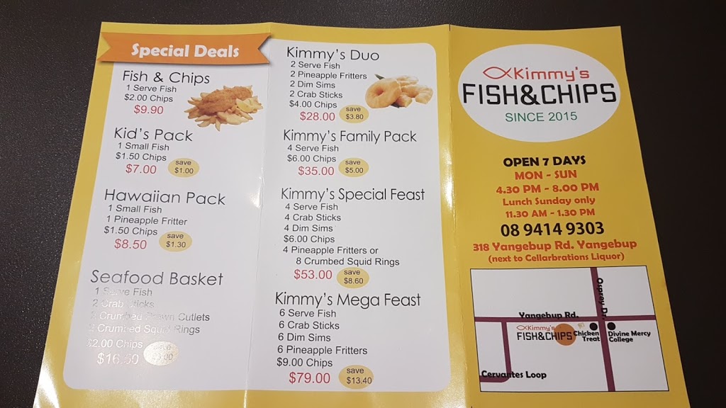 Kimmys Fish & Chips | restaurant | 318 Yangebup Rd, Yangebup, Cockburn WA 6164, Australia | 0894149303 OR +61 8 9414 9303
