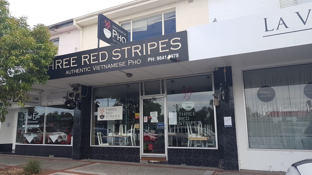 Three Red Stripes | 984 Doncaster Rd, Doncaster East VIC 3109, Australia | Phone: (03) 9841 8978