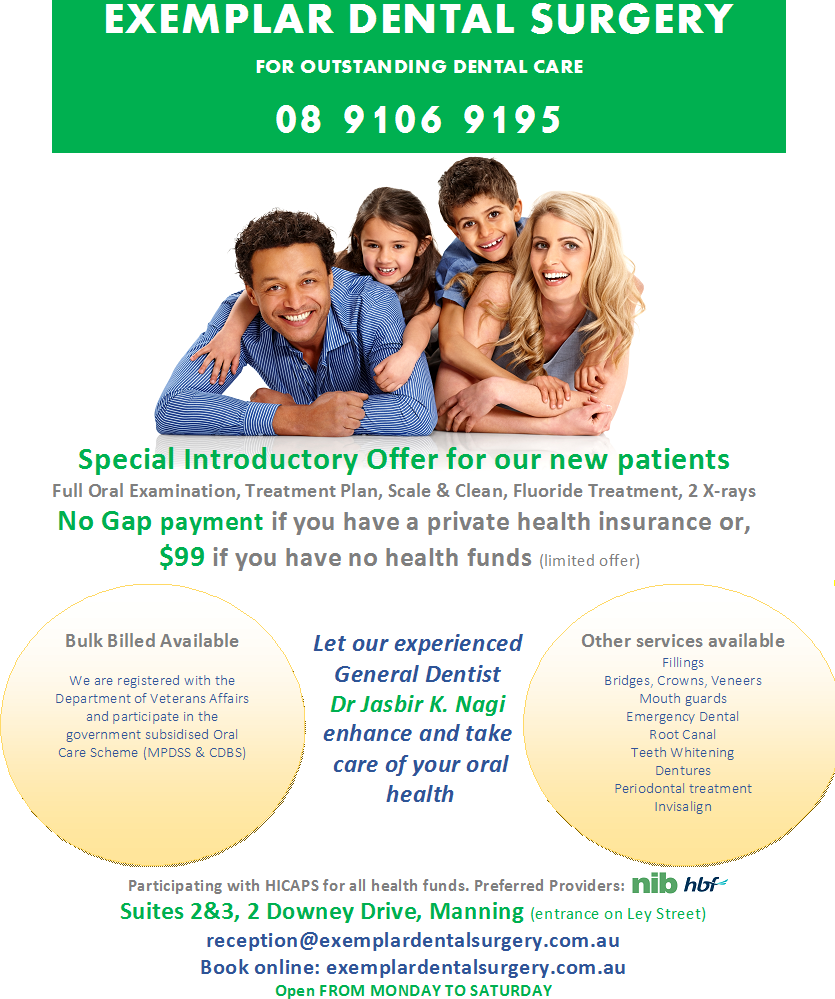 Exemplar Dental Surgery | Suites, 2&3. No/2 Downey Dr, Manning WA 6152, Australia | Phone: (08) 9106 9195